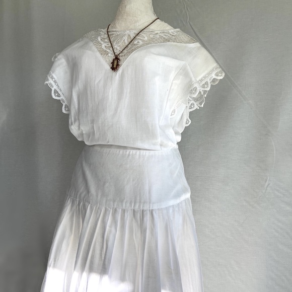 Vintage Alison J. Dress White Battenberg Lace M/L - Picture 5 of 14